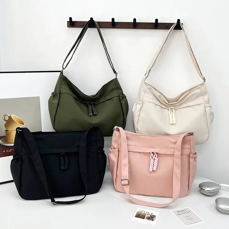 Casual Simple Women's Tote Handbags Solid Color Commuter Ladies Shoulder Bags Large Capacity College Girls Travel Crossbody Bag