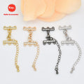 14K Gold DIY Handmade Accessories Three-Row Zircon Inlaid Lobster Clasp Pearl Necklace Extension Buckle 14mm Bead Size Steel