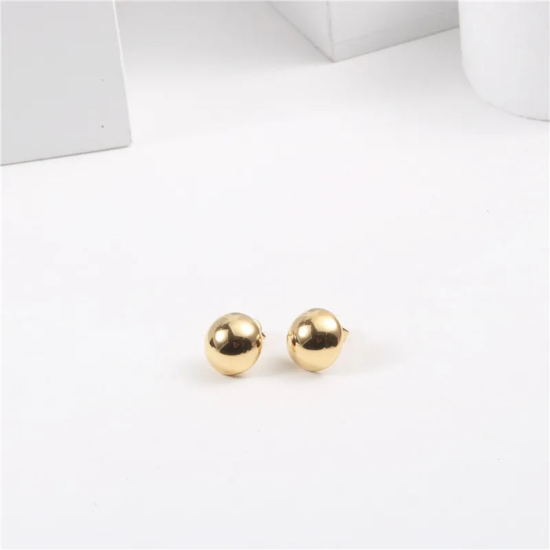 New PVD 18K Gold Plated Half Little Ball Dot Stud Earring Stainless Steel Jewelry For Women Gift