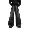 100% Cotton Heavyweight 14oz Men's Streetwear Vintage 100% Cotton Baggy Oversized High Jeans Washed Rhinestone Wide Leg Winter