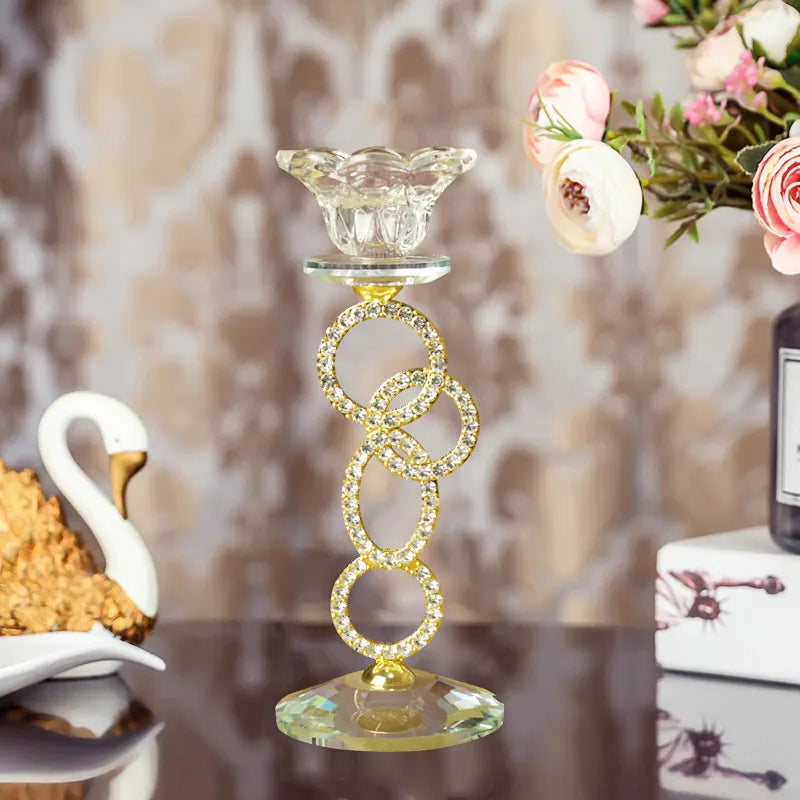 2026 New Design Crystal Metal Tea Light Candle Holders for Candlelight Dinner Decoration