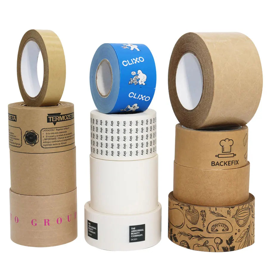 Reinforced Acrylic Adhesive Waterproof Single Sided Kraft Paper Packaging Tape for Bag Sealing Custom Water Activated Gummed