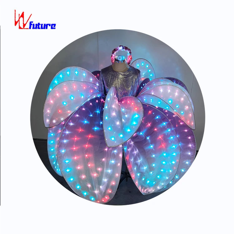 Beautiful LED Pixel Glowing Flowers Amazing LED  Flower Dance Stage Show Girls Dresses Entertainment Costume