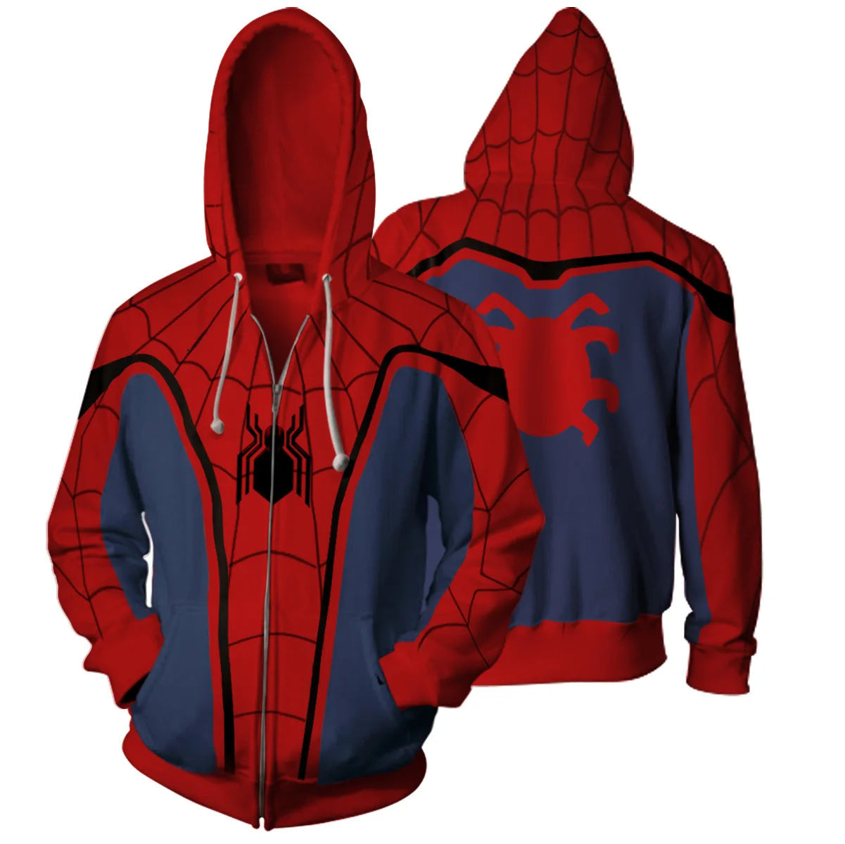 Anime Full Zip Mens Hoodies Cool Pullover Funny Tops Coat Jacket Unisex Jumper Sweatshirt Streetwear Superhero Zip Hoodie