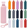 Custom logo Soft Touch 500ml Double Wall Insulated Vacuum Flask Color Stainless Steel Water Bottle with Silicone Handle