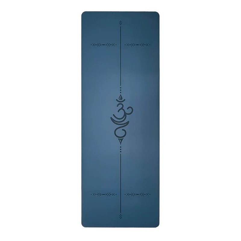 Plain 5mm Anti Slip Smudge Scratch Custom Laser Logo Matte Scrub Frost PU Natural Rubber Yoga Mat With Body Alignment Lines