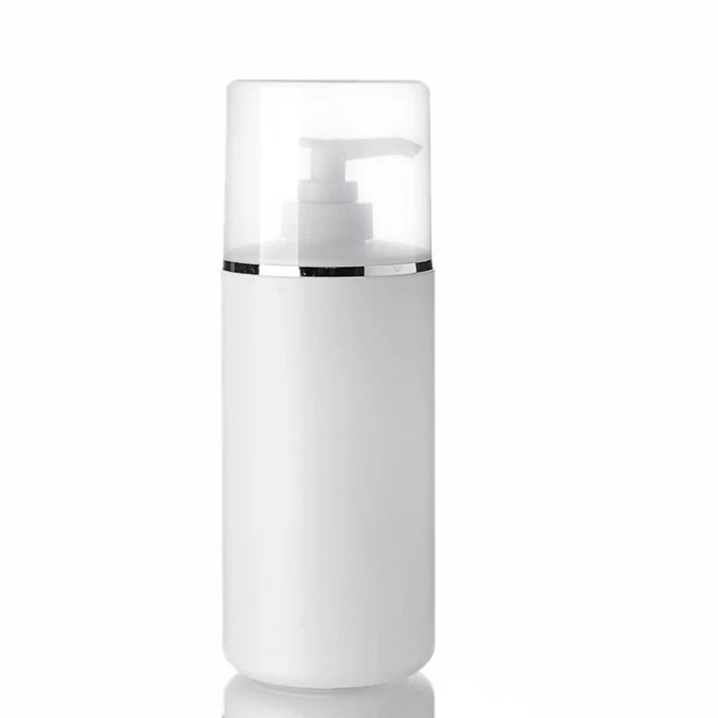 White Empty 250ml 300ml 400ml 500ml HDPE PP Plastic Pump Sprayer Lotion Shampoo Conditioner Bottles Customized Logo Screen