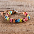 Bohemian Rainbow Jasper Stone Bracelet Colorful Beaded Healing Crystal Dainty Gemstone Bracelet for Women Girls