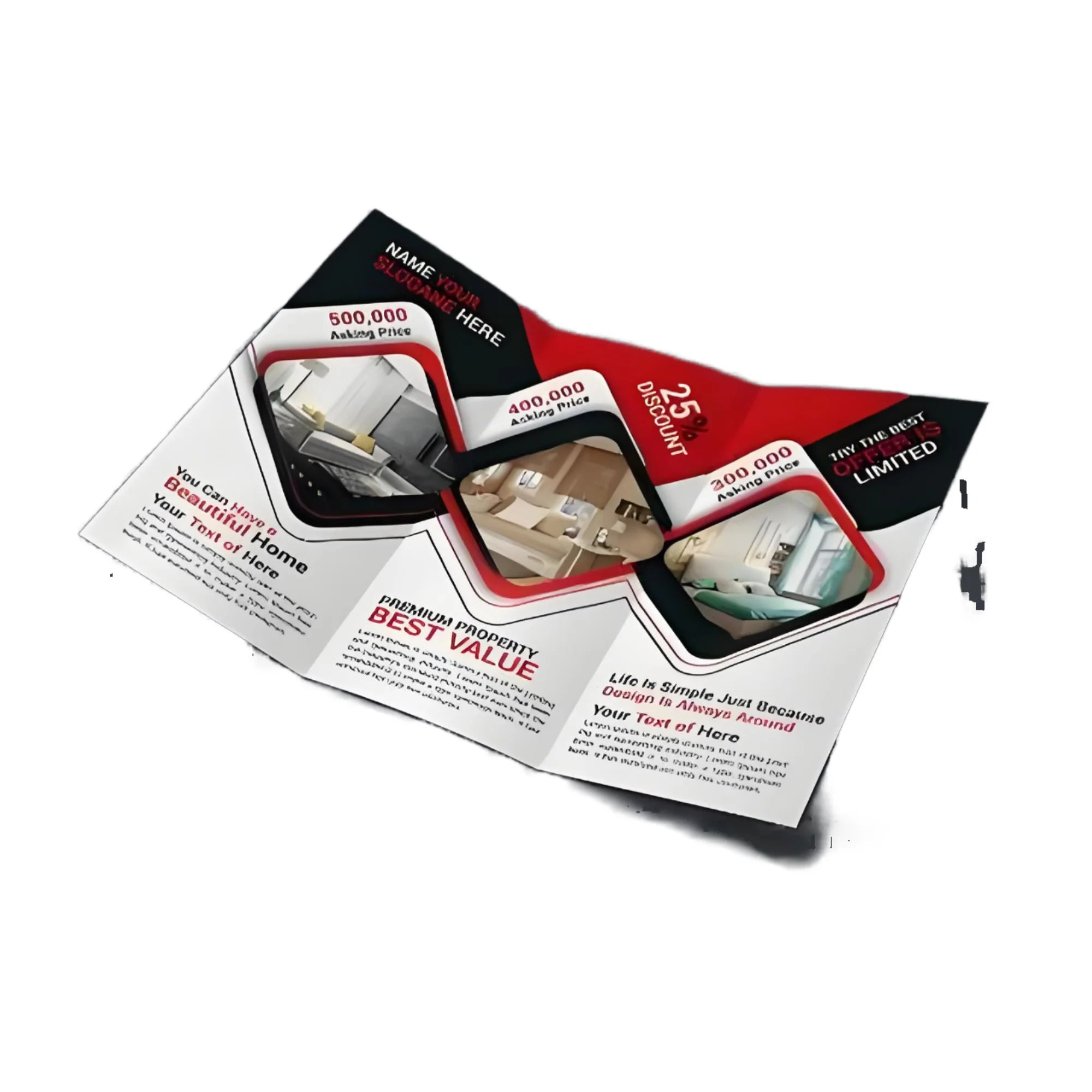 Half-Fold Trifold Multifold Advertising Brochure A5 & A4 Sizes Made From Fancy Offset Paper for Promotional Book Packaging