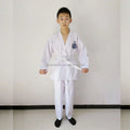 High Quality White Ribbed Custom logo ITF Martial Arts Taekwondo Uniform