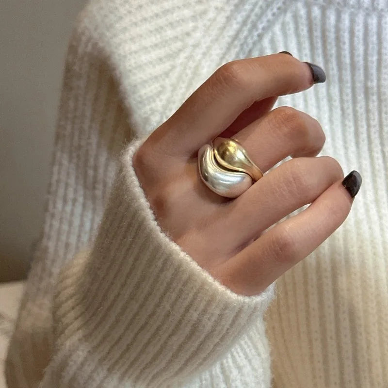 Everyday Sculpture Rings 925 Sterling Silver Matte Open Dome Rings Hypoallergenic Stackable Set for a Curated Look