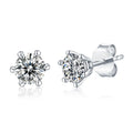 RINNTIN SME02 Six Claws Charming Moissanite Stone Engagement Jewelry 925 Silver Stud Earrings for Women