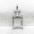 Sterling Silver 8*10/10*14mm Semi Mount Pendant Empty Support Blank Claws Setting S925 Base Without Center Stone for DIY Inlay