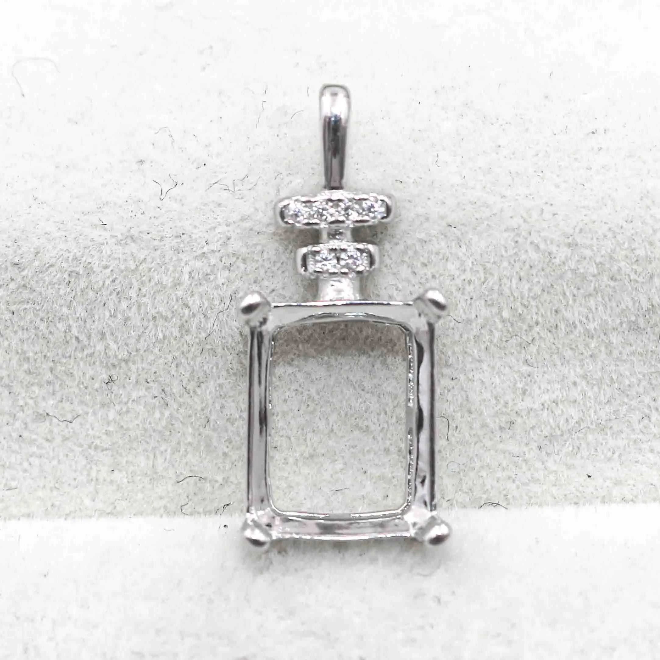 Sterling Silver 8*10/10*14mm Semi Mount Pendant Empty Support Blank Claws Setting S925 Base Without Center Stone for DIY Inlay