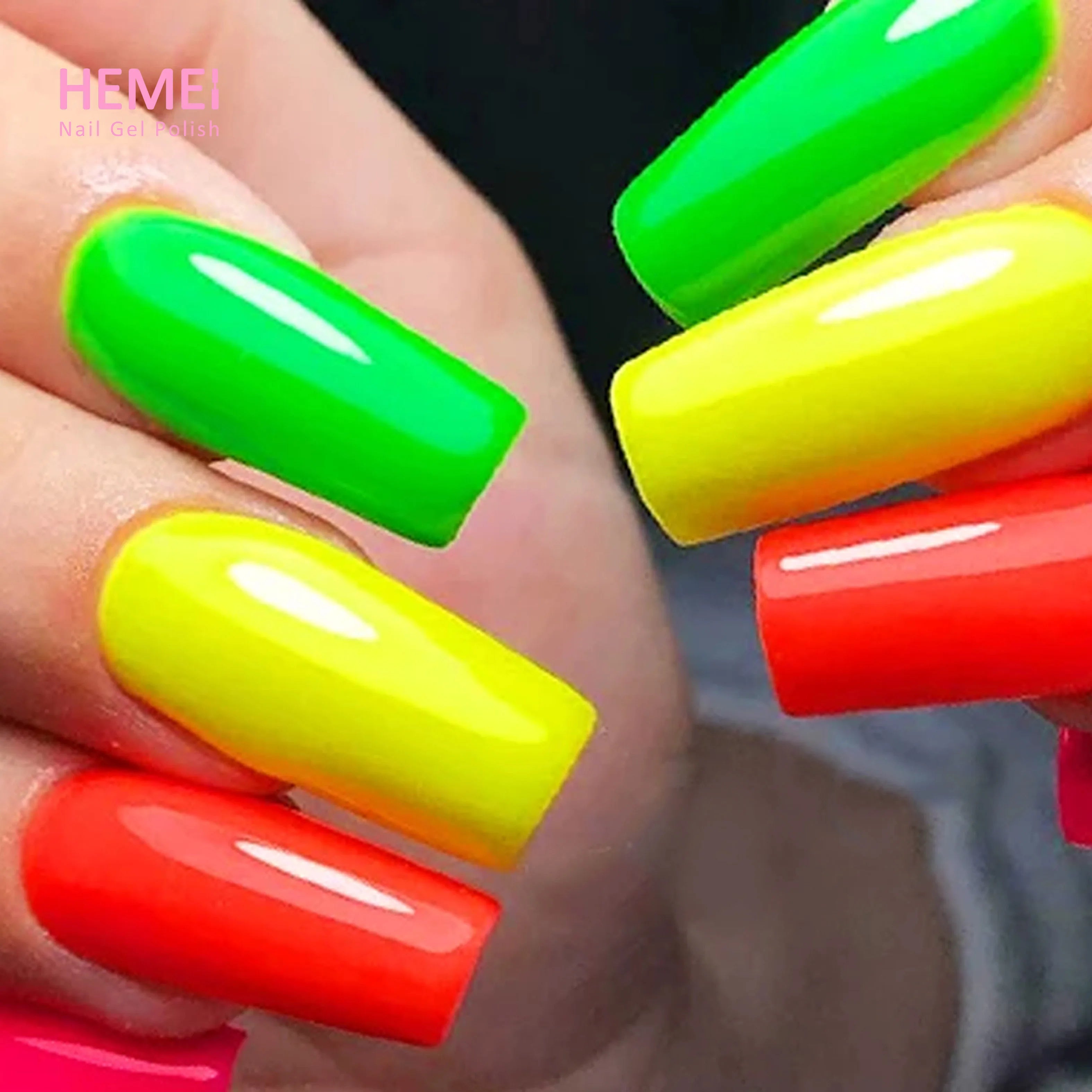 HEMA Free Summer Neon Fluorescent Full Coverage Colors Bright Fashion Art UV Gel Nail Polish LOGO Service
