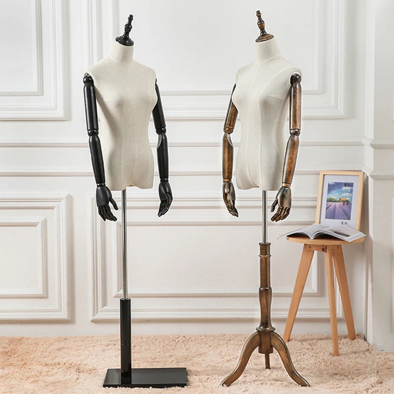 Headless Female Torso Mannequin With Wooden Arms