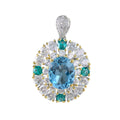 Sparkling Rhodium and Gold Plated 925 Sterling Silver for Swiss Blue Topaz Pendant for Women with Natural Charm