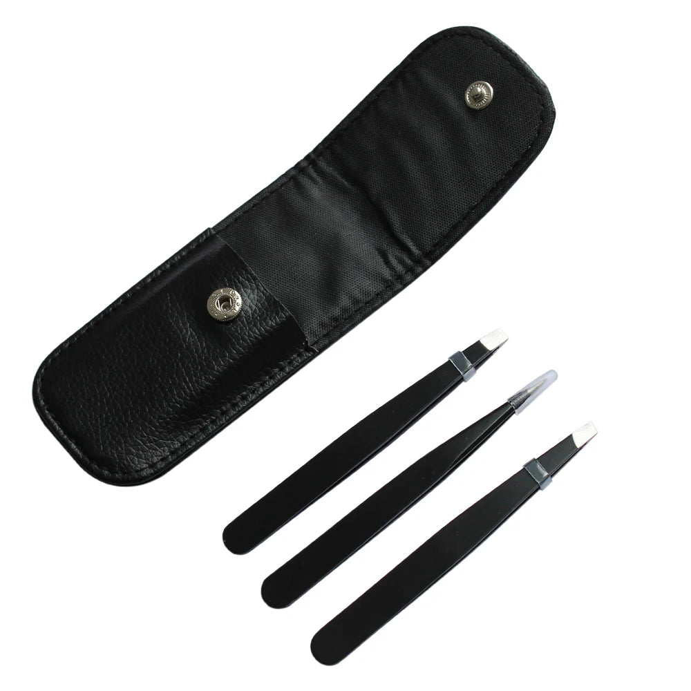 Black Pink Tweezers Eyebrow Set Best Slant Eyebrow Tweezers Stainless Steel Hair Removal Eyebrow Tweezers Private Label