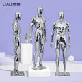 Wholesale Hot Selling High End Chrome Electroplating Silver Full-Body Male Mannequin Egg Head Metal Stand Base Men Plastic