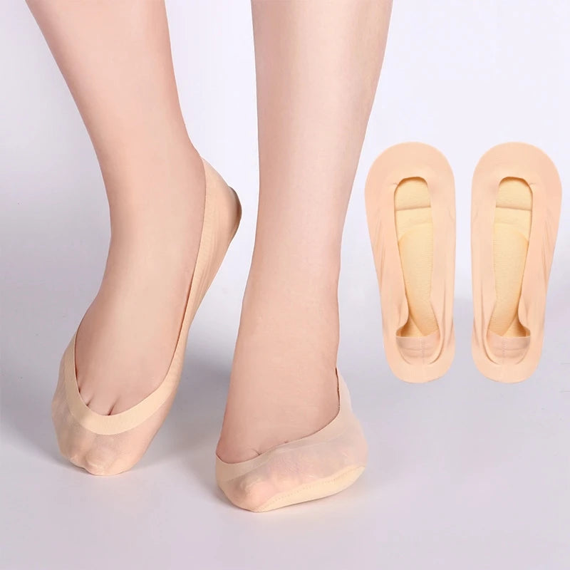 Invisible Socks 3D Boat Socks Air Cushion Ice Silk Women's Shallow Mouth Sponge Arch Support Anti-Slip Massage Boat Socks