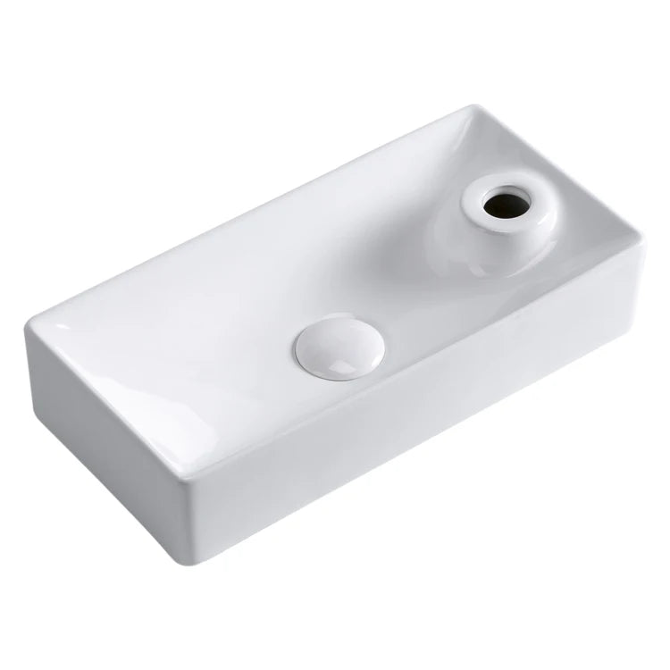 Luxury White Counter Top Ceramic Wash Basin Rectangular Wash Hand Basin Ceramic Bathroom Sink
