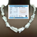 AA Good Luster 16-22 Inch Big Biwa Baroque  Freshwater Pearl Choker Necklace With 925 Silver CLASP for Women Knotted Beads
