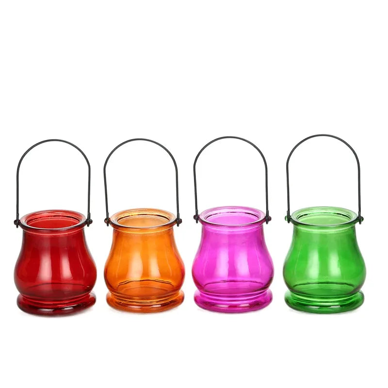 Factory Custom Color Glass Candle Jar With Lids in Bulk