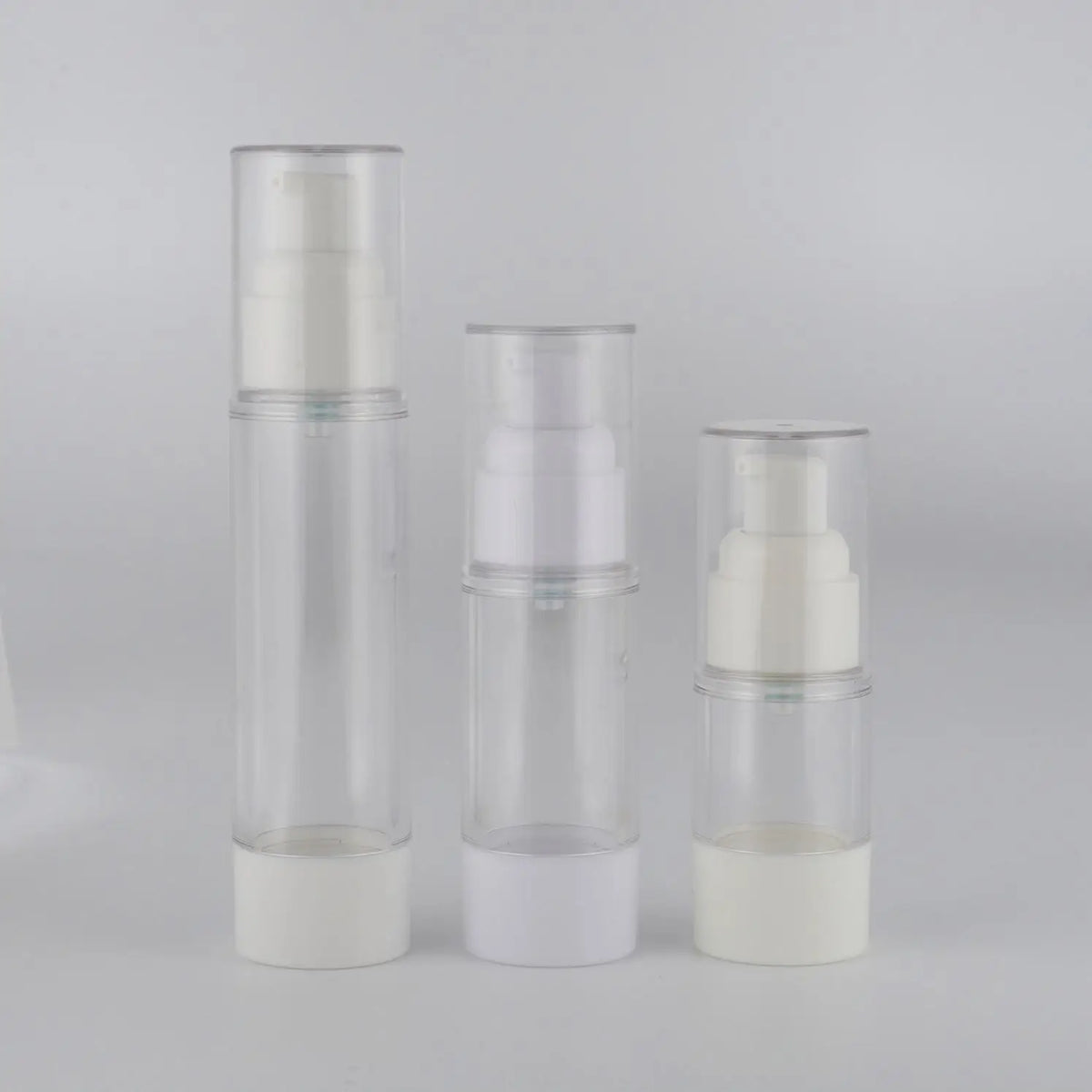 15ml 30ml 50ml Low MOQ for Plastic Airless Serum Bottle with White Pump Sprayer in Stock Lotion Bottle