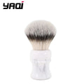 YAQI Everest 24mm White Marble Synthetic Hair Resin Handle Travel Shaving Brush for Mens Wet Shavers