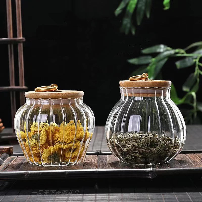 Custom Different Size Ripple Shape Glass Storage Jar With Sealed Cork Lid - Portable Clear Spice Food Storage Jar
