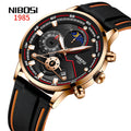 NIBOSI 2503 Gold Men Wristwatches Silicone Strap Quartz Watches