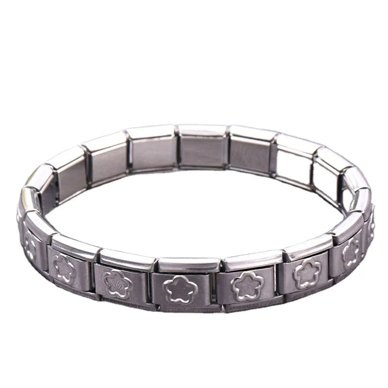 Stainless Steel High Polished 9mm Classic Size 18pcs Links Basic Italian Charm Starter Bracelet