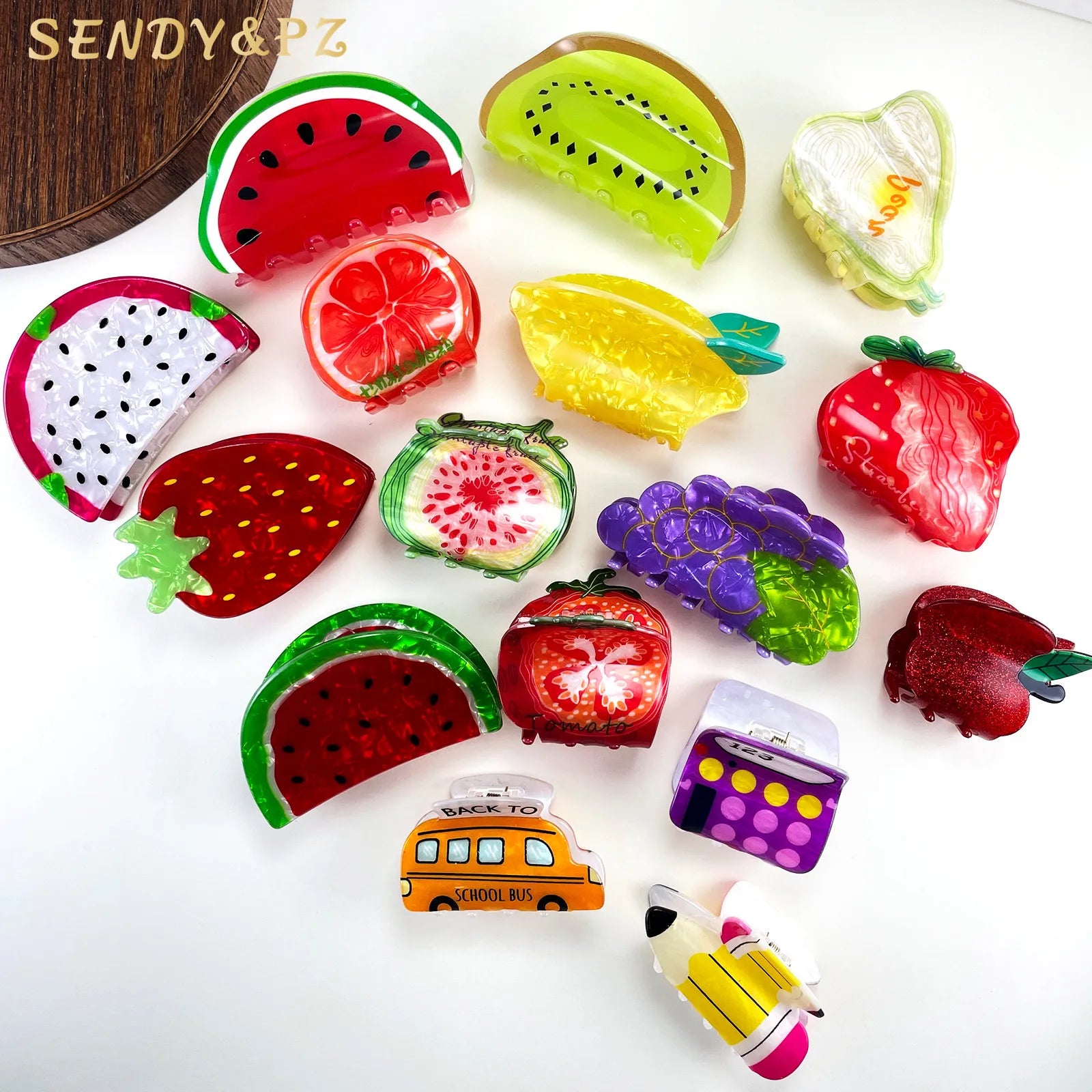 Summer Atmosphere New Fruit Shaped Acrylic Hair Clip Watermelon Grape Cherry Claw Hair Integrated and Spliced Hair Accessory