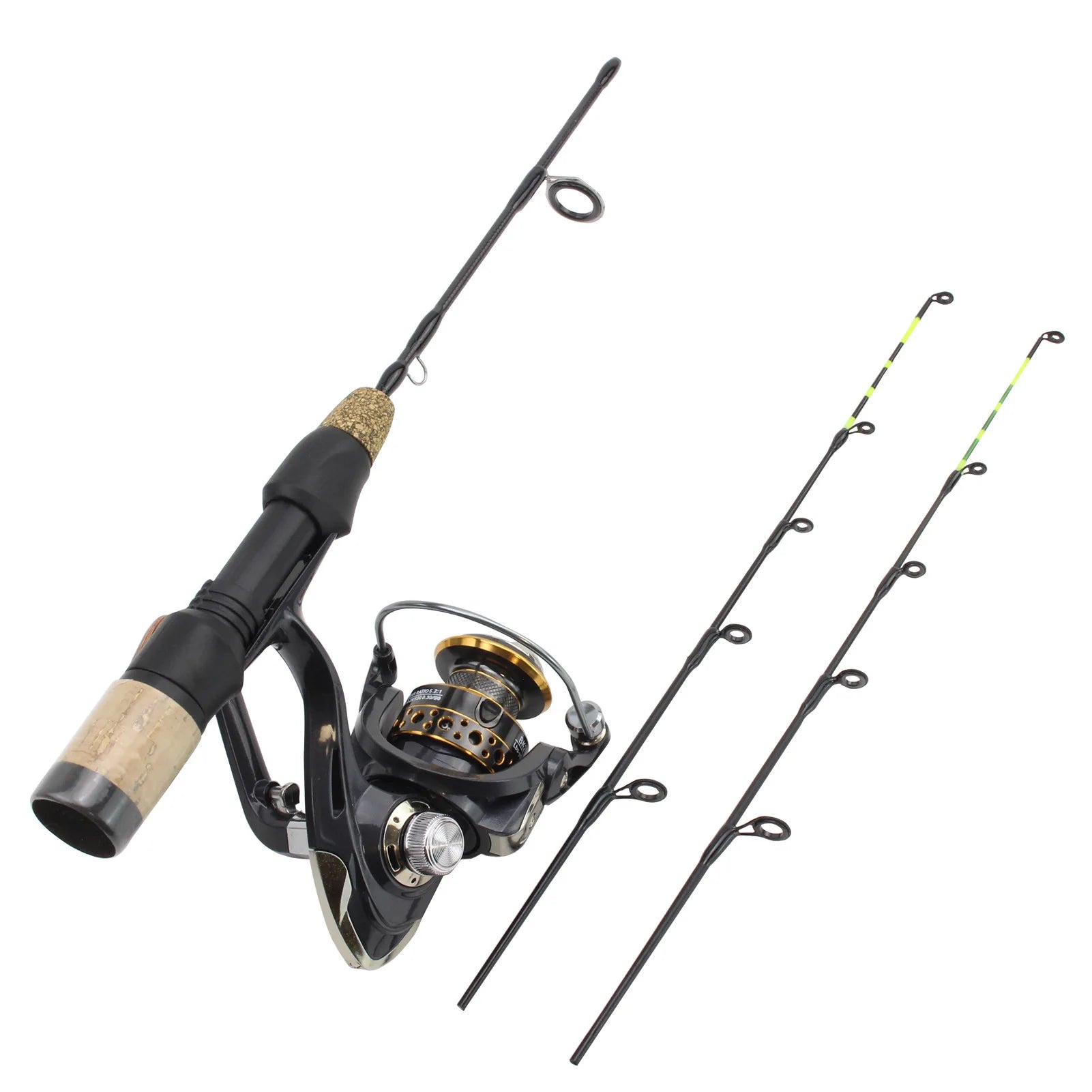 60cm 2 Tips Rod Reel Combos Winter Ice Fishing Rod Set Fishing Reel Set Fish Pole Tackle Carbon Pole Ice Fishing Rods