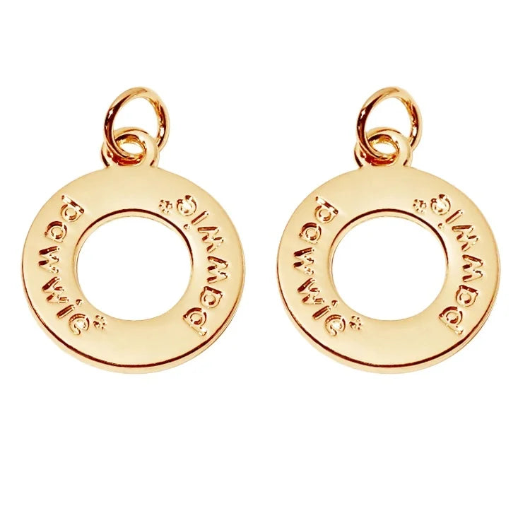 Zinc Alloy Circle Letter Jewelry Charms Custom Diy Accessory Necklace Hang Pendant Gold Plated Logo Charms for Bangle
