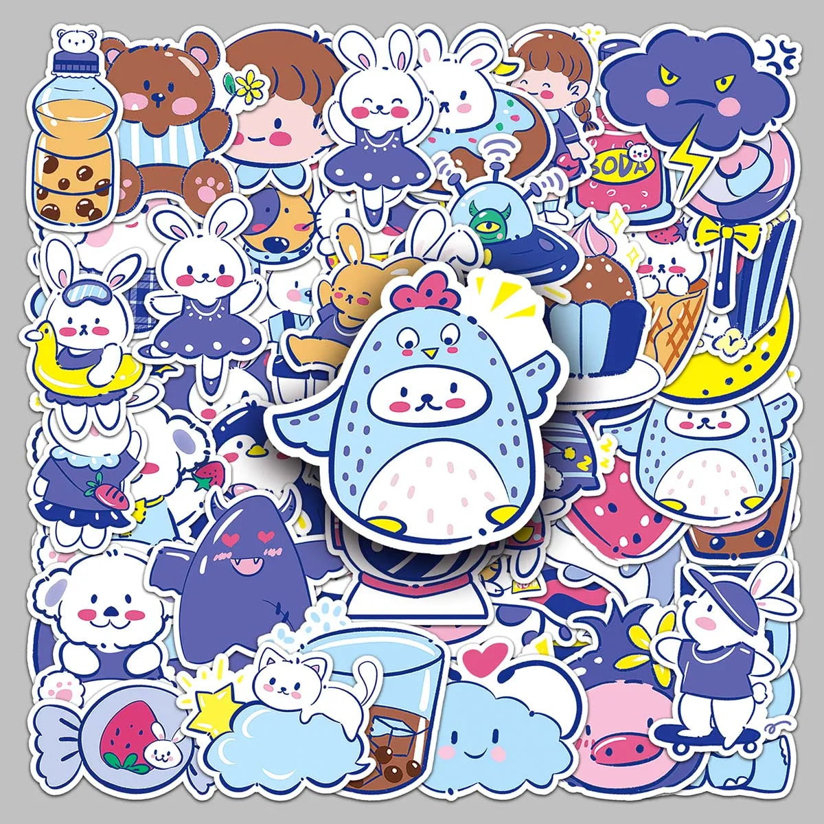50PCS Factory Wholesale Children's Shoes Stickers Personalized Funny Original Blue Cartoon Stickers