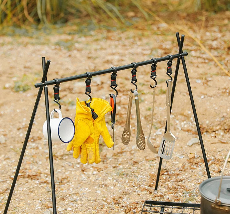 IRONDONKEY Outdoor Camping Storage Rack Expansion Telescopic Storage Pole Cooking Utensil Storage Rack