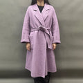 Chic Turn Down Collar Wool Trench Coat Ladies Belted Long Style Cashmere Wool Coat