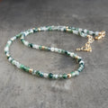 Zooying Moss Agate Crystal Jewelry Beaded Gemstone Choker Necklaces for Women