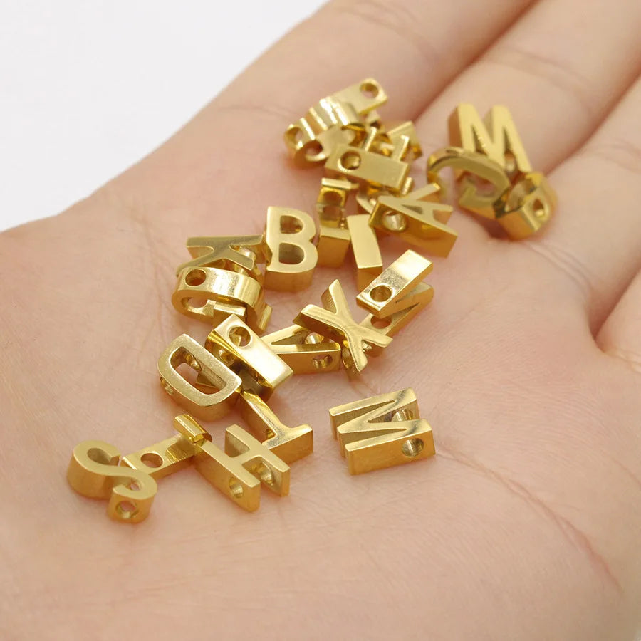 Jewelry Custom  Stainless Steel 26 Alphabet Letter Charms Pendant for Jewelry Necklace Bracelet