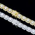 Custom New 11mm Gold Plated 925 Sterling Silver Gra Big Vvs Moissanite square Cut Clustered Tennis Chain Bracelet & Necklaces