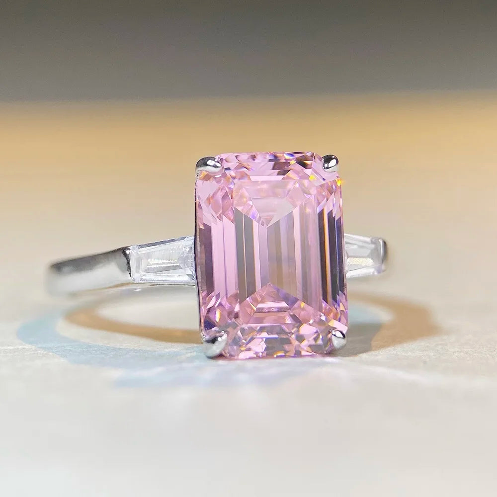 Fine Jewelry Custom Fashion Cz 5A Cubic Zirconia Emerald Cut Technology China Wholesale Rings Solitaire S925 Silver Sterling