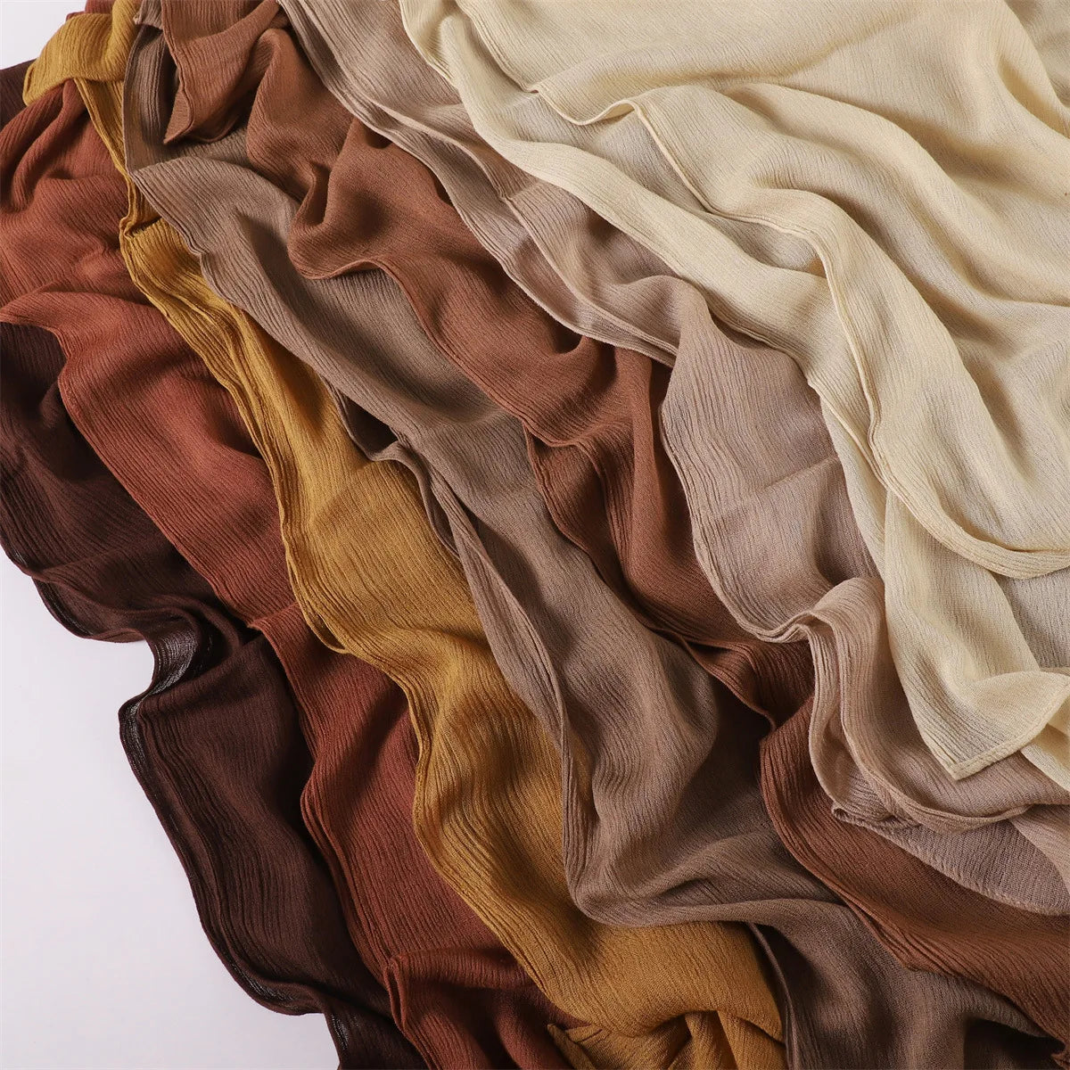 Plain Crepe Muslim Headscarf Wholesale Big Size Light Weight Soft Cotton Hijab Women Shawl Rayon Modal Crinkle Wrinkled Scarf