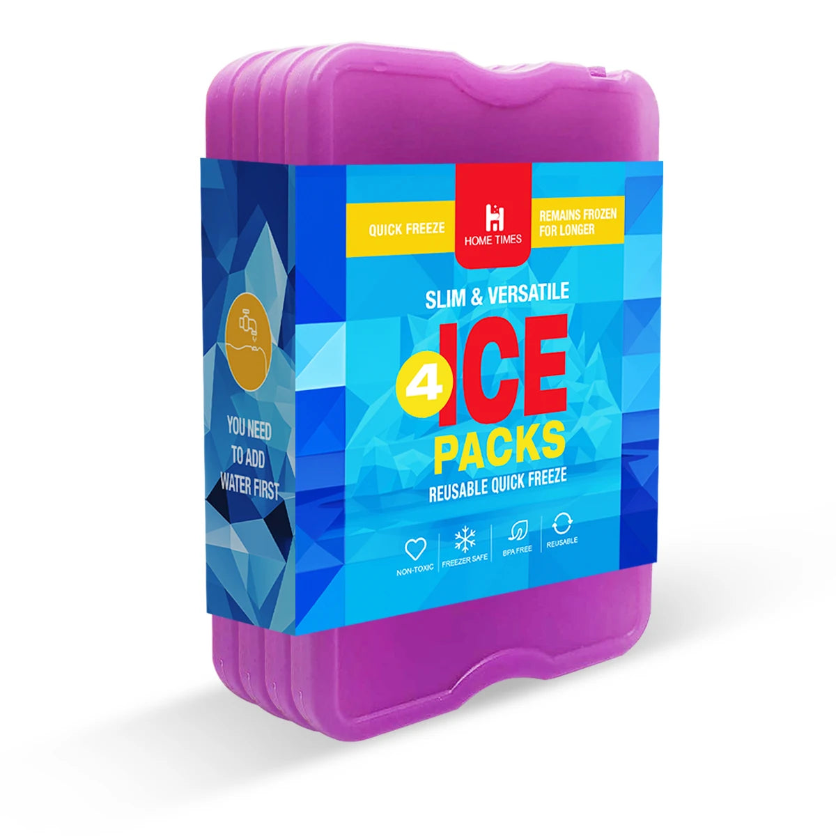 4 PCS Healthy Packers Ice Packs for Lunch Boxes & Coolers - Freezer Packs- Cooler Accessories for Beach Camping Fishing Purple