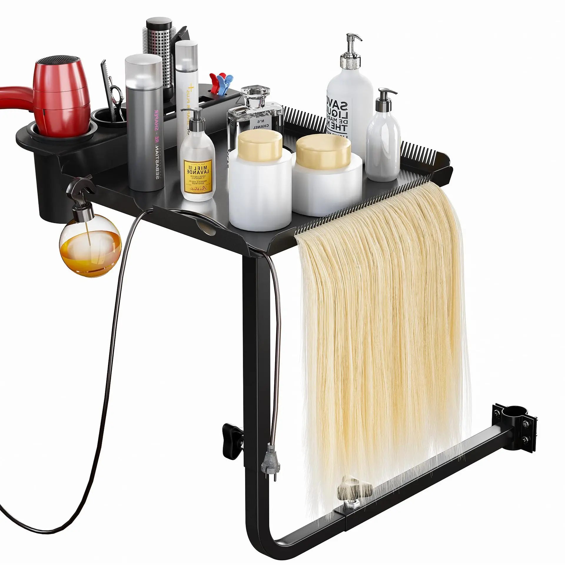 High Quality Hairdressing Organizing Tray Black Beauty Salon Chair Hair Extension Rotating Trays
