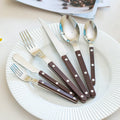 Wholesale 24-Piece French Bistro Style Flatware Set Stainless Steel Cutlery with Riveted Wood Handle for Restaurant