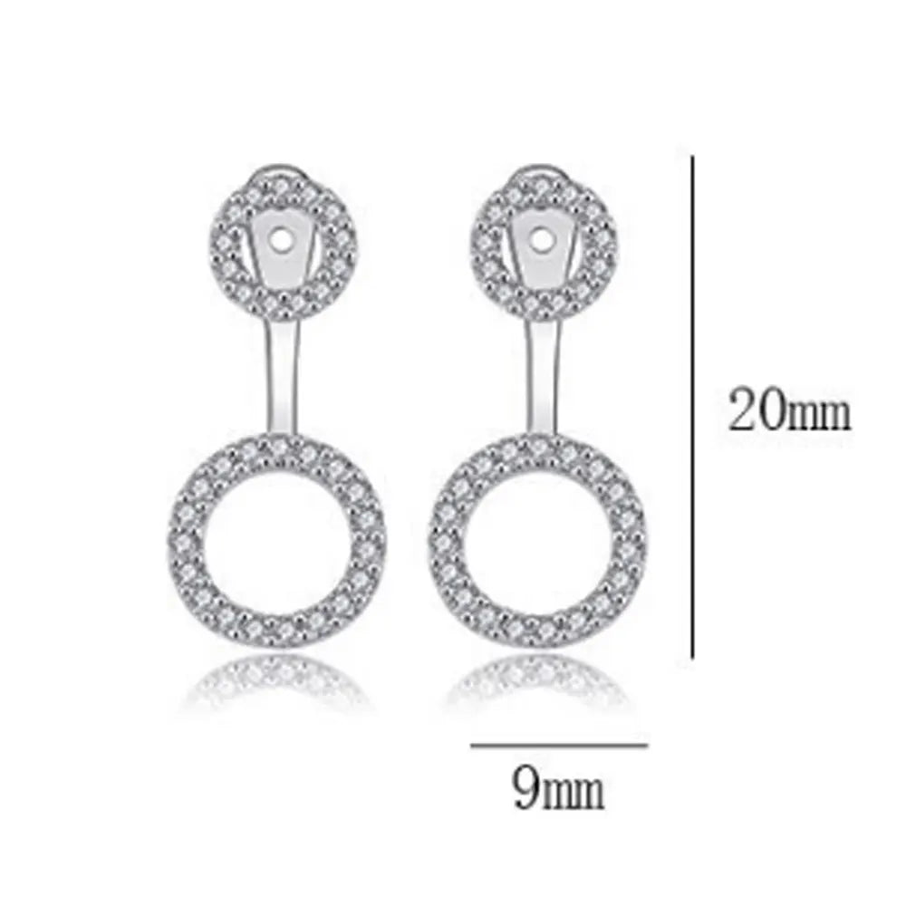 Korean Brass with Silver Plated Geometric Metal Ring Hoop Dangle Drop Earrings Women Popular