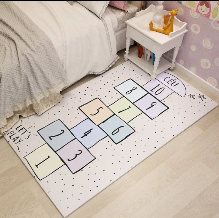 Cartoon Nursery Room Hopscotch Children Play Mat Kids Room Bedroom Area Rugs