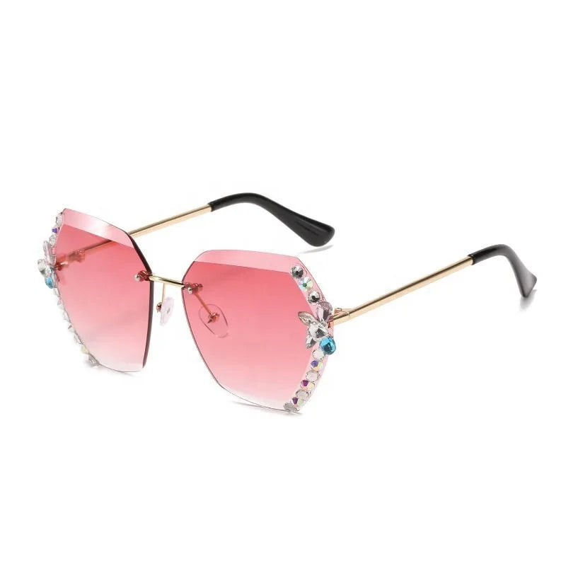 Unisex Rimless Copper Frame Mirror Lenses Comfortable Lightweight Sunglasses with UV Protection for Outdoor Activities and Beach