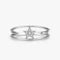 Ailmay New Arrival Fashion 925 Sterling Silver Stars Ring Clear Zircon Double Layer Rings for Women Wedding Engagement Jewelry